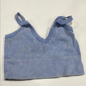 HYFVE Blue Ribbed Crop Tank Top